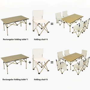 <span class=keywords><strong>Set</strong></span> Tavolo e Sedie Pieghevoli in Alluminio Leggero e Portatile, Arredamento da Picnic per Spiaggia, Giardino e Patio - Product Image 3