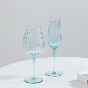 Vasos de Vino Personalizados Azules con Diseño de Punto de Ruptura, Hechos a Mano, para Bar - Product Image 3