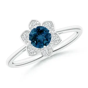 Swiss Blue Topaz Ring Cushion Cut Ring 925 Sterling Silver Engagement Ring