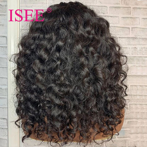 Perruques en <span class=keywords><strong>cheveux</strong></span> humains fabriquées à la machine, style vague d'ananas brésilienne, avec <span class=keywords><strong>frange</strong></span>, perruque bouclée à vague d'eau rose entièrement fabriquée à la machine pour femmes noires - Product Image 2