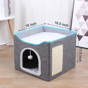 Lit pliable pour chat pour maison et meubles en <span class=keywords><strong>cube</strong></span> pour chats d'intérieur avec grattoir et tente cachée pour plusieurs petits animaux de compagnie - Product Image 2