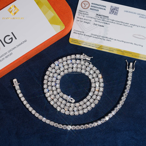 Luxury Classic Unisex White Gold 3mm 4mm Sterling Silver S925 Hip Hop Lab Grown Diamond Tennis Bracelet With IGI Certificate - Product Image 1