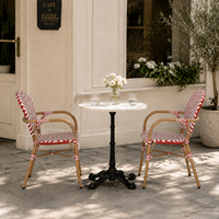 Chaise de bistrot française moderne en rotin PE tressé, chaise de salle à manger d'extérieur, structure en alliage d'aluminium, mobilier de restaurant et de café