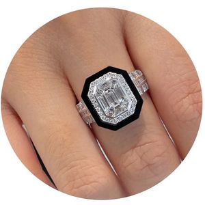 Anillos de Diamantes Naturales de 0.37ct y Esmeralda de 0.58ct, Color DE, Oro Real de 18K, Joyería de Piedras Preciosas para Damas, Xinfly Luxury - Product Image 1