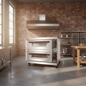 Four de boulangerie électrique industriel portable commercial à 2 niveaux et 2 plateaux, avec commande par bouton et minuterie, état neuf, mini-équipement pour pain et noix - Product Image 2