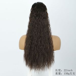 วิกผมหยิกยาวนุ่มสำหรับผู้หญิงม้วนผมลอนข้าวโพดมีเชือกมัดผมหางม้าผ้าไหมอุณหภูมิสูง - Product Image 4