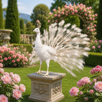 Statue de paon blanc animatronique en métal grandeur nature, personnalisable, haute simulation, modèle d'animal à mouvement automatique pour jardin, hôtel, zoo