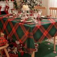 Nappe de Noël rectangulaire tissée, style américain, motif géométrique, anti-poussière, pour salle à manger, cuisine, fête, décoration intérieure et cadeau