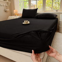 Housse de matelas unie double couche anti-taches, ensemble de draps-housses toutes saisons, couleurs assorties