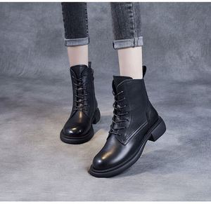 New Flat Strap Women's Boots Casual Fashion Leather Shoes - Product Image 3