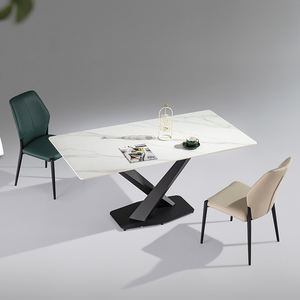 Ensemble de meubles de salon confortables en cuir synthétique chaises chaise de salle à manger rembourrée minimaliste au design moderne - Product Image 4