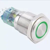 ELEWIND 16mm Anneau illuminé Verrouillage bouton-poussoir interrupteur (PM162F-11ZE/B/12 V/S,CE,ROHS)