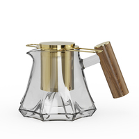 Théière en verre borosilicate de haute qualité avec filtre en acier inoxydable ultra-fin, texture octogonale, infusion en vortex, diffusion d'arômes, luxe moderne