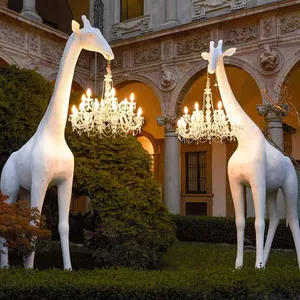 Lampadario con lampada da pavimento in cristallo con design creativo giraffa di lusso da salotto