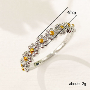 Anillo de Eternidad con Flores F1190, Plata, Chapado en Oro de 18K, Engaste Pavé, Unisex, Regalo, Anillos de Moda - Product Image 5