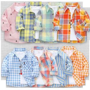 2019 nouveaux garçons et filles printemps automne bébé coton rayé 1-7 <span class=keywords><strong>ans</strong></span> à manches longues <span class=keywords><strong>manteau</strong></span> enfants robe à carreaux chemise pour enfants - Product Image 1