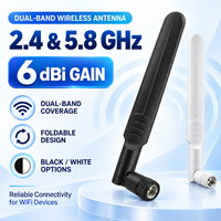 Antenne WiFi pliable double bande 6dBi 2,4 GHz 5,8 GHz SMA Mâle RP-SMA Mâle Noir Blanc pour Routeur Passerelle