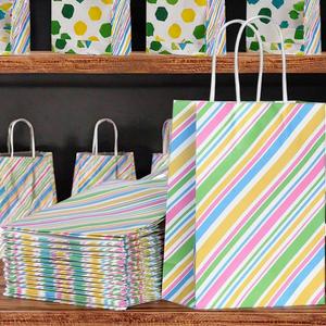 Customized <b>White</b> Oil Resistant Brown <b>Paper</b> <b>Bag</b> Recyclable Kraft <b>Paper</b> Handle for Supermarket Promotions Colored Handle Gift - Product Image 1