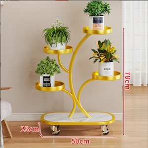 Nuovo Scaffale da Terra per Balcone nel Soggiorno con Ruote e Portavasi in Ferro - Product Image 6