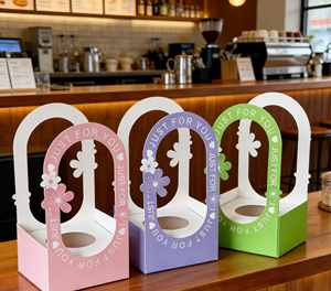 Multicolor Eco-Friendly Hollow <b>Handle</b> Gift Box with Matt Lamination & Gold Foil Custom Size High-End Thick White Cardboard - Product Image 2