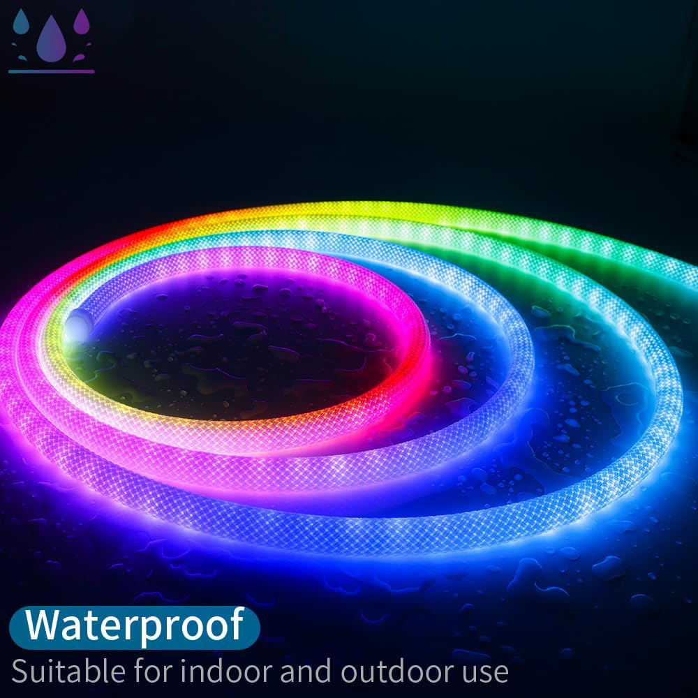 Hot Sale 5M Kit Addressable Multicolor LED Neon Lights Woven 360 Degree for Decorative IP67 for 5V Addressable Decorations