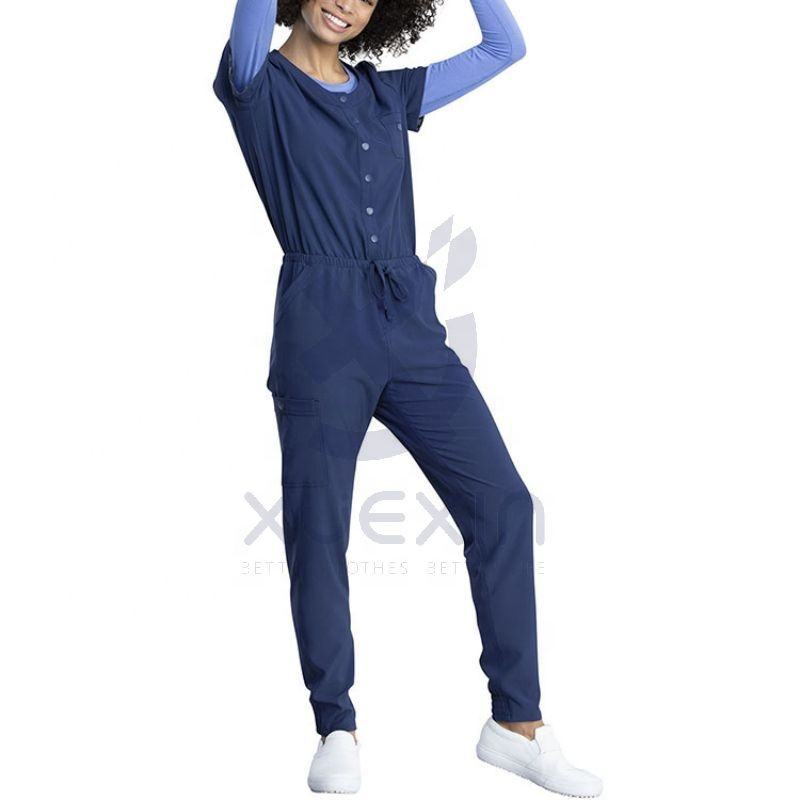New Fashion Women Jumpsuits Scrubs Custom Stretchy Nurse Jumpsuit Nursing  Scrub Jumper