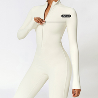 Combinaisons de yoga décontractées MIQI, coupe ajustée, respirantes, demi-zip, manches longues pour femmes