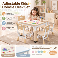 Ensemble table et chaise réglables pour la maternelle avec table carrée de 60 x 60 cm et surface d'écriture