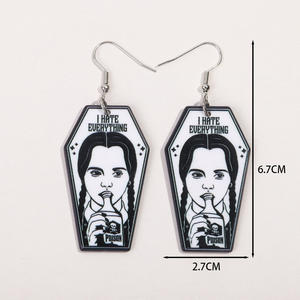 Boucles d'oreilles pendantes en acrylique géométriques de dessin animé, motif pois, pour petite fille, style robe mignonne, inspirées de Wednesday <span class=keywords><strong>Addams</strong></span> - Product Image 6