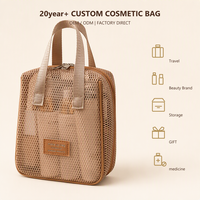 Sac de voyage personnalisé en maille pour cosmétiques, organiseur de maquillage avec poignées, fermeture éclair, compartiments intérieurs, pochette pour soins de la peau et articles de toilette