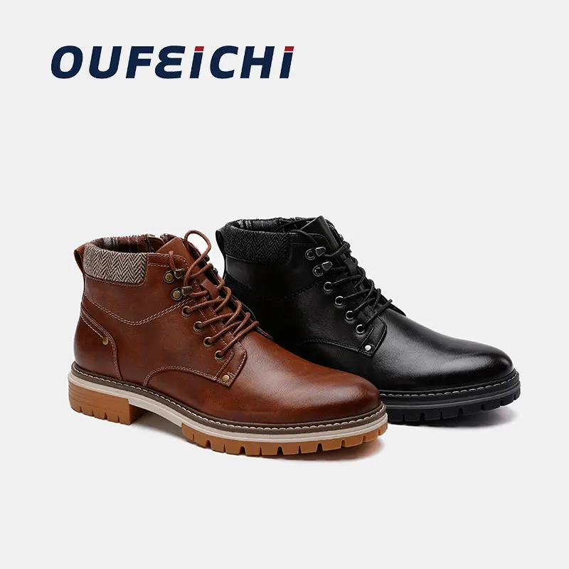Hot Sale maßge schneiderte PU-Material Leder Martin Stiefel Mode verschleiß feste flache Schuhe für Herren