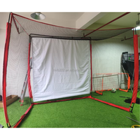 Filet de simulateur de golf rouge 10x8FT avec écran d'impact HD pour entraînement de frappe en intérieur – Cage de golf 10x8FT