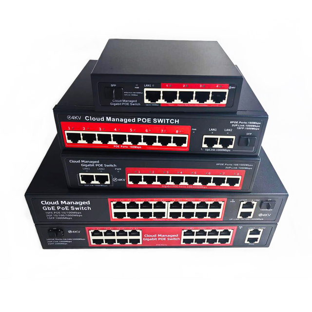 DC48v 8-Port PoE Switch Cloud Managed CCTV System with IEEE802.3 AF/AT Support Wireless AP Requires External Power Supply