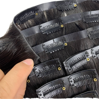 Extensions de cheveux invisibles à clips 100 % cheveux humains Remy double drawn, sans couture, vente en gros