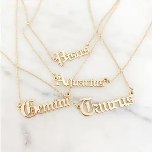 Inspire jewelry Personalised 18K Gold Plated Zodiac Sign Pendant Horoscope Necklace For Women Jewelry for her gift birthday 2019