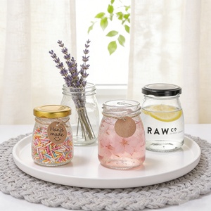 Vente en gros <span class=keywords><strong>de</strong></span> pots à pudding en verre transparent ronds classiques scellés <span class=keywords><strong>de</strong></span> 50 ml, 100 ml, 150 ml, 200 ml avec bouchon à vis pour yaourts et confitures - Product Image 1