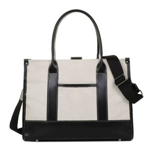 Water Resistant <b>Large</b> Reusable <b>Canvas</b> Tote <b>Bags</b> with PU Handles for Gift Shopping - Product Image 1