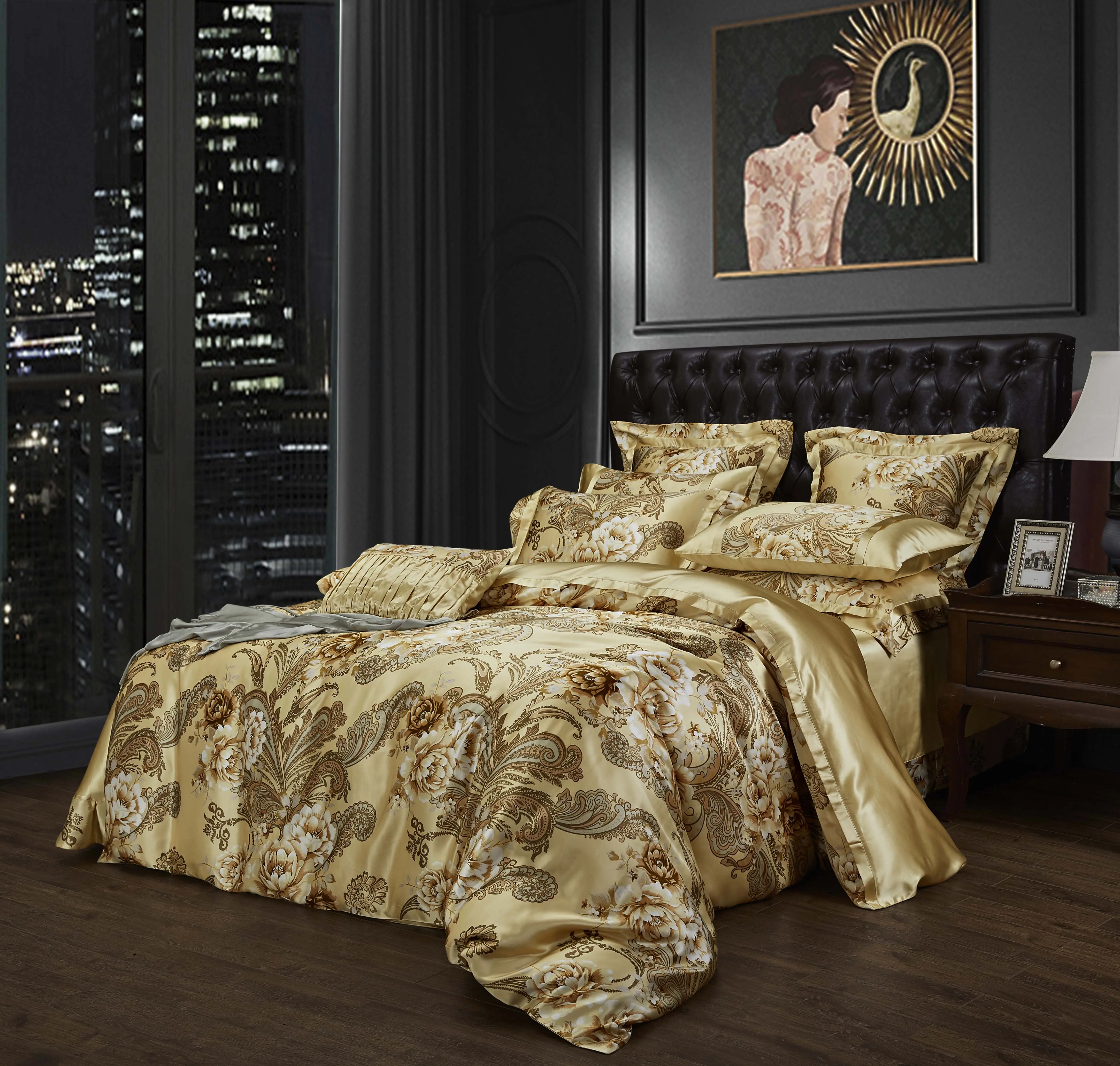 soft silk bedding set 100% silk quilt cover, sheet(fitted) pillowcase