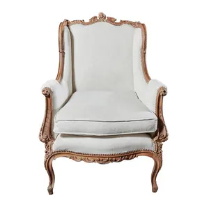 雕刻 19 世纪法国路易十五风格翼扶手椅口音椅子