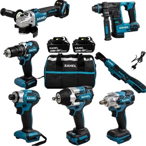 Kit d'outils électriques sans fil 18V, meuleuse d'angle, clé à chocs, perceuse à percussion, compatible avec la batterie <span class=keywords><strong>Makita</strong></span>, 2x5.0Ah + chargeur + sac - Product Image 1