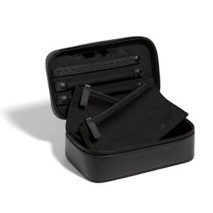 Boîte de rangement pour bijoux de voyage en cuir PU noir classique pour femmes et hommes avec pochette, organisateur de colliers, bracelets et boucles d'oreilles - Product Image 3