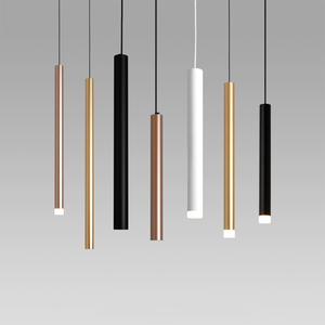 Lustre de cuisine moderne pour salon, lampe suspendue en aluminium en forme de tube cylindrique, <span class=keywords><strong>luminaire</strong></span> LED à tube <span class=keywords><strong>long</strong></span> monté sur rail - Product Image 1