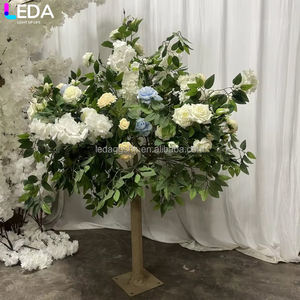 Decoración de boda personalizada LEDA para interiores, rosas blancas y amarillas, árbol de flores de glicinia, árbol artificial para bodas - Product Image 1