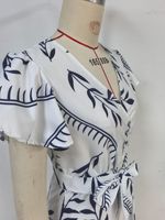 Vestido Largo Sexy con Estampado y Volantes, Cuello en V, Ajustado, Nueva Colección Primavera-Verano, Gran Venta