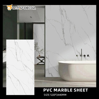 Planche en marbre PVC avec revêtement UV, plaque en marbre plastique pour la décoration de panneaux muraux