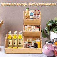 Boîtes de rangement empilables en bambou, paniers de rangement pour garde-manger, paniers en bois pour la cuisine, les légumes, les fruits, les collations, les cosmétiques