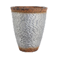 Jardinière en plastique PFA de 46 cm, revêtement poudré vintage, argent mat, écologique, durable, pour l'intérieur et l'extérieur, pour la maison, pour les fleurs
