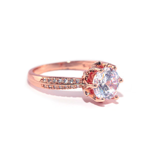 Anello da donna con sei punte in finto diamante, con pietre incastonate, per matrimonio, uso quotidiano, banchetti, gioiello regalo - Product Image 6