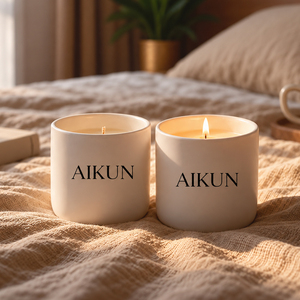 เทียนหอมอโรมาเธอราพี AIKUN ผลิตจากขี้ผึ้งถั่วเหลืองธรรมชาติ ขนาด 5.3 ออนซ์ 8 ออนซ์ 10.5 ออนซ์ บรรจุในกล่องเซรามิก พร้อมบริการติดฉลากส่วนตัว - Product Image 2