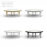 Table de banquet de mariage ronde de luxe en verre avec base en maille dorée en acier inoxydable, mobilier événementiel prêt à l'emploi